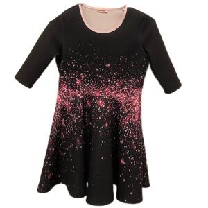 Pixie Girl Fit & Flare Black/Pink Colorful Dress Size 10/12 Polyester Blend